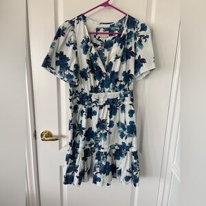 Anthropologie Blue Floral Somerset Mini Dress size L